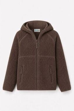 NEW BLUIVY women's soft sherpa fleece zipper hoodie in espresso